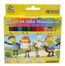 Big Giz de Cera Acrilex Triangular 12 Cores