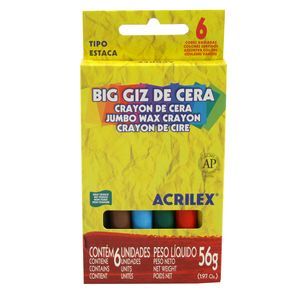 Big Giz de Cera Acrilex Redondo 6 cores