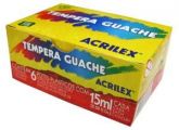 Tinta Guache Acrilex 06 cores 15 ml cada