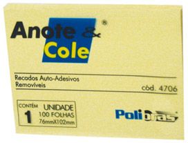 Anote e Cole Polibras 76x102mm Amarelo